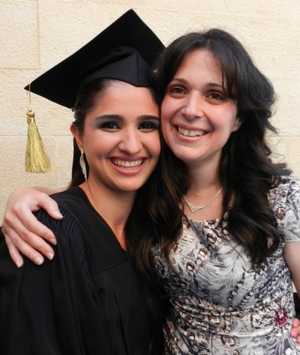 Zahra, pictured with her house mother, is in her second year at the American University in Beirut