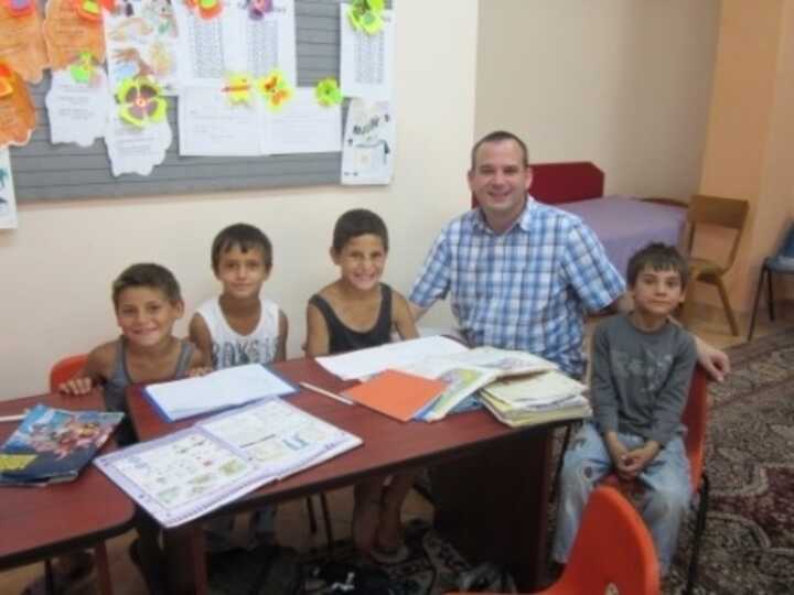 The boys with some of their new friends at the Denisa Care Centre