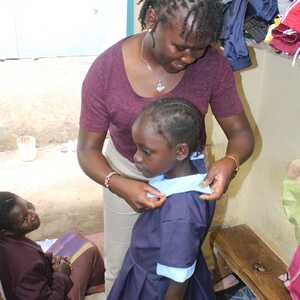 Mercy's new school uniform