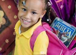 Backpack with School Supplies and a Bible